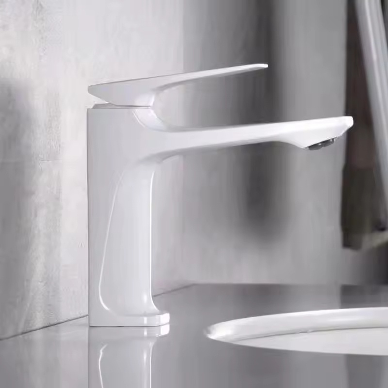Ceramic Core Single-Handle Bathroom Sink Mixer Tap, Modern Deck Mounted Hot Cold Water Faucet