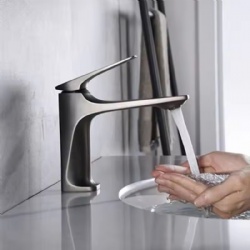 Ceramic Core Single-Handle Bathroom Sink Mixer Tap, Modern Deck Mounted Hot Cold Water Faucet